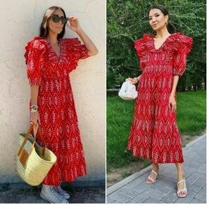Zara Red Maxi Dress with Pattern